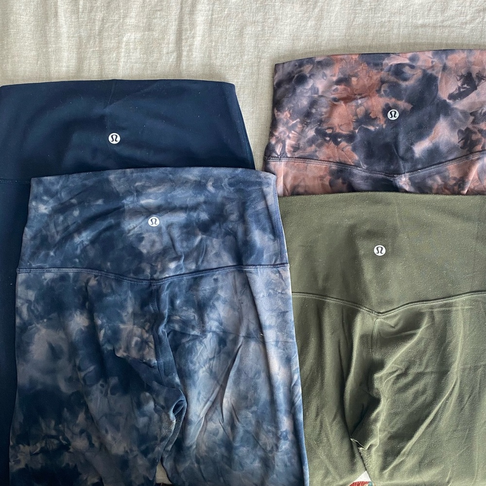 Lululemon Leggings Set - Navy, Green, navy Tie-Dye, and Pink Tie-Dye